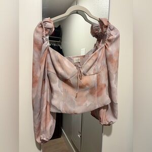 Wilfred Blush and Beige Lace-Up Top